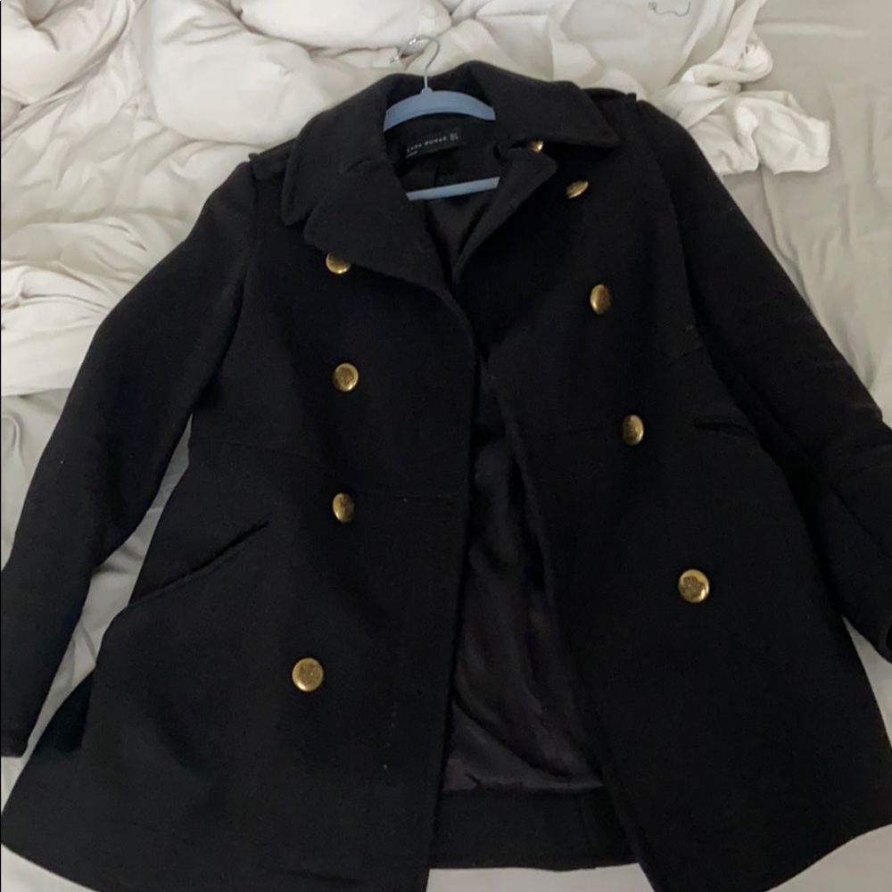 Zara double breasted black coat
